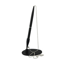 Office&Bank Counter Use Logo Printing Desktop Pen Set Metal Black Table Stand Pen with Holder for Hotel